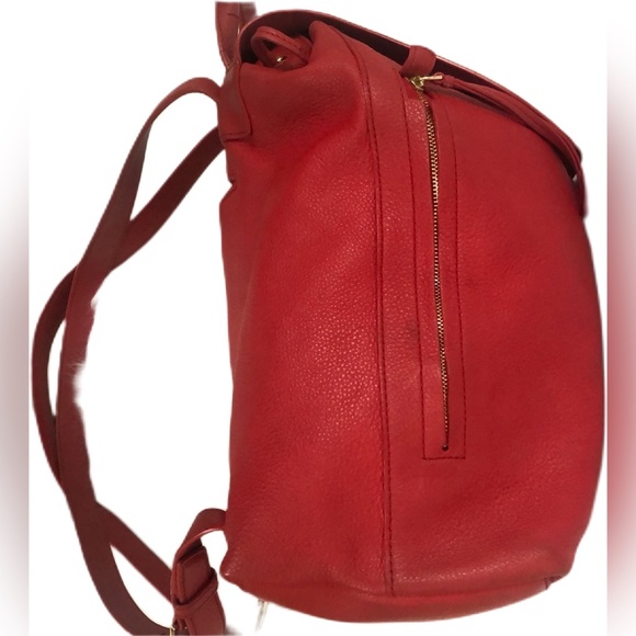 Tory Burch Red Pebble Leather Brody Backpack Authentic - Picture 2 of 8